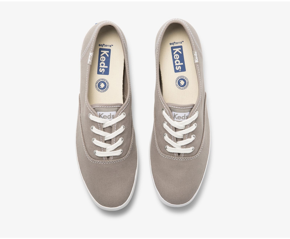 Keds Sneakers Grey - Champion Organic Cotton Canvas - Womens OVFPTH-657